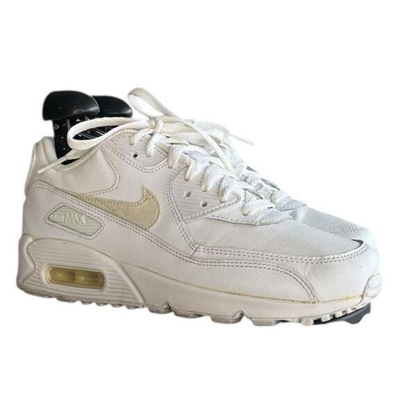 Boys Nike Air Max 90 724821-100 Leather Athletic Sneaker Shoes Size 5 White - Picture 3 of 6